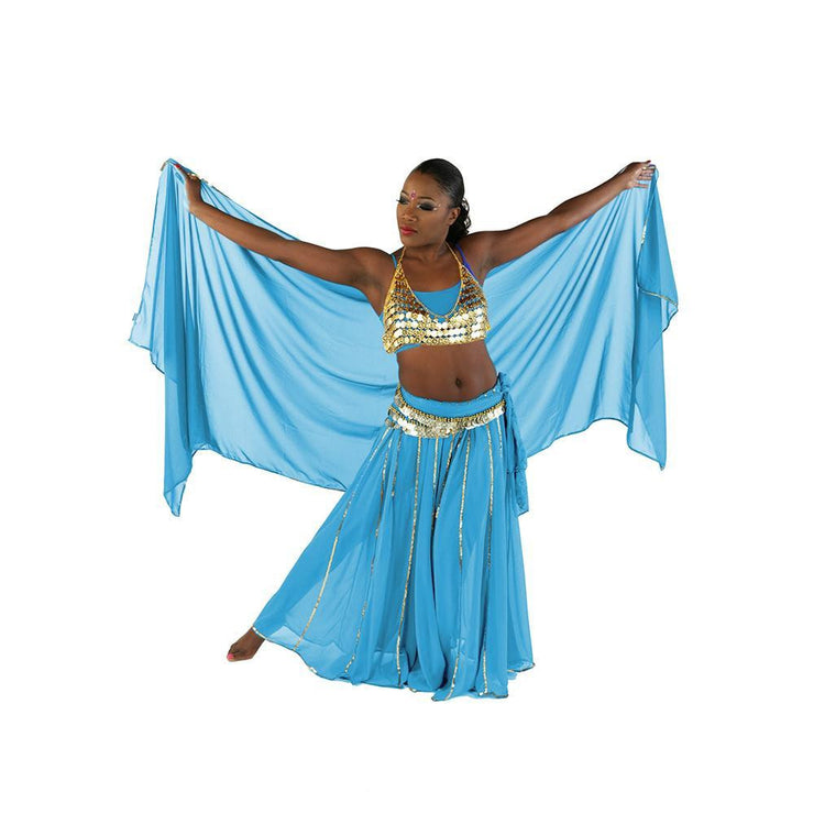 Belly Dance Silver Skirt, Bra, & Belt Costume Set | SATIN SHIMMER
