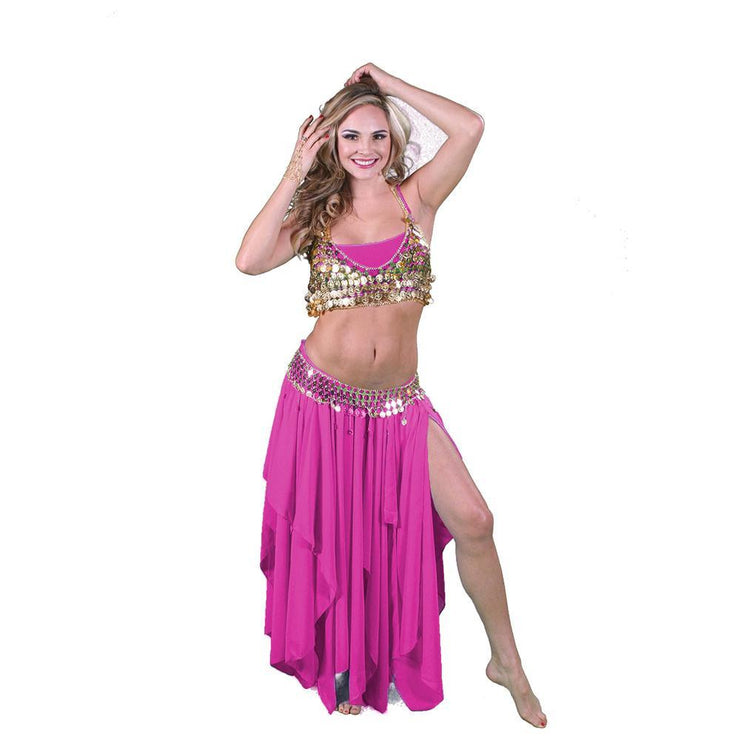 Women's Belly Dance Costumes Bras Belts Skirts 3 Piece Sets Hand-encrusted