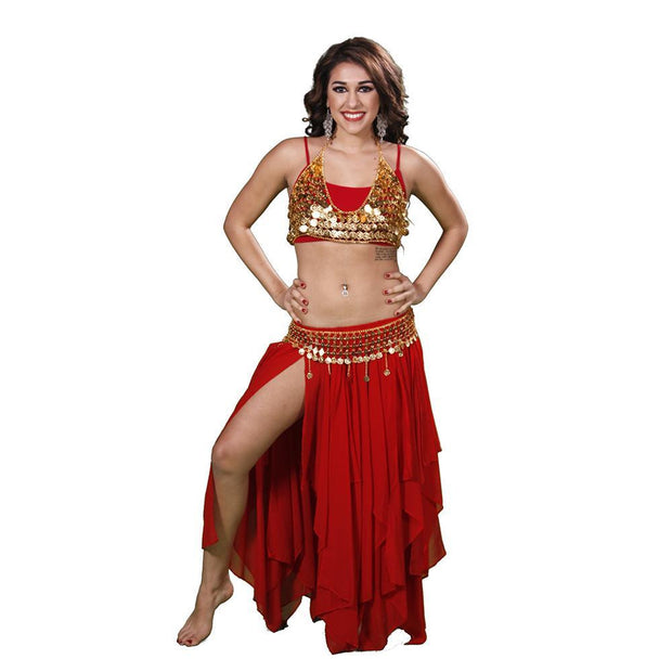 Belly Dance Skirt, Coin Bra, & Coin Belt Costume Set | ONYXRAVE