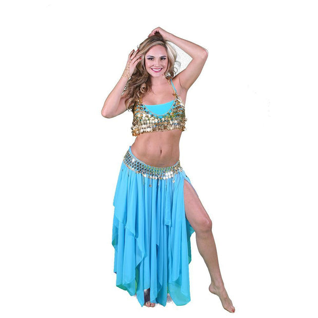 Belly Dance Skirt, Coin Bra, & Coin Belt Costume Set | ONYXRAVE