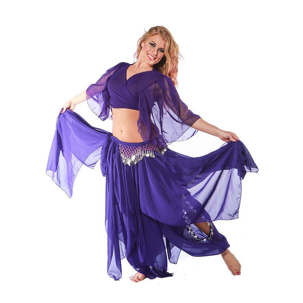 Belly Dance Costume Yoga Practice Set – Top, Trousers & Hip Scarf – Unbranded, New Without Tags