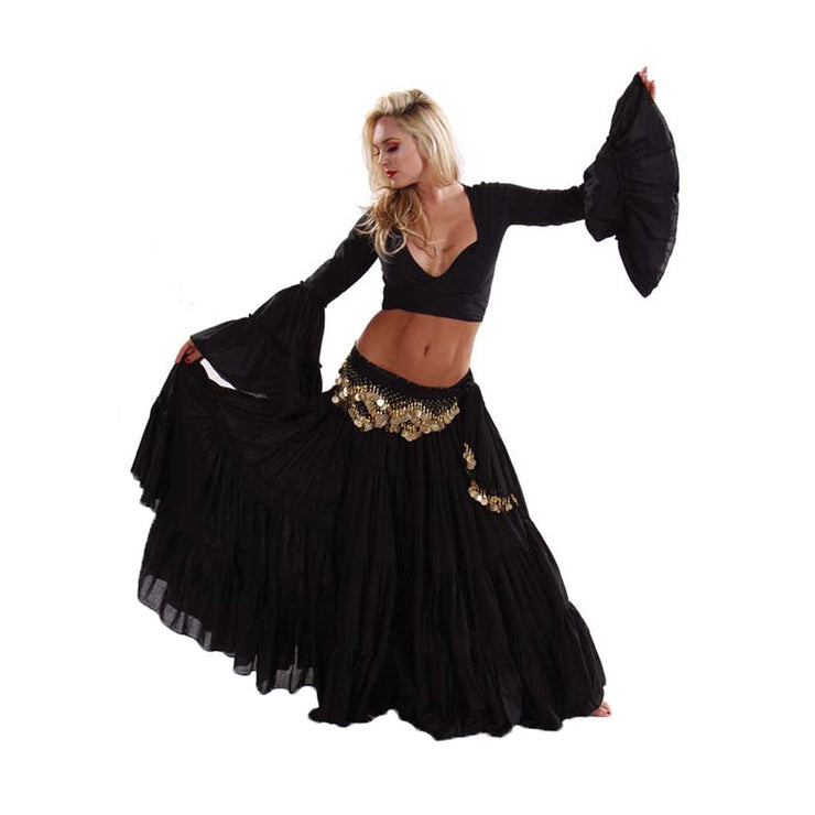 belly dance black dress iiniim Women Belly Dance Dress Arabian Greek Princess Halloween Costume Chiffon Skirts 4piece Outfit Black M