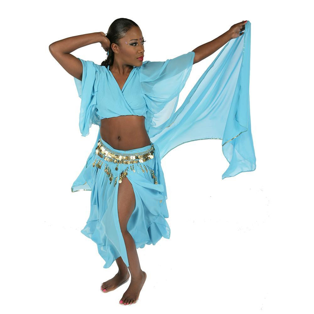 Belly Dance Skirt, Top, Veil, & Hip Scarf Costume Set | SERENITY