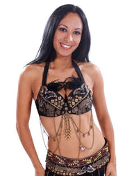 Belly Dance Tribal Bra with Feathers | LE MASQUE