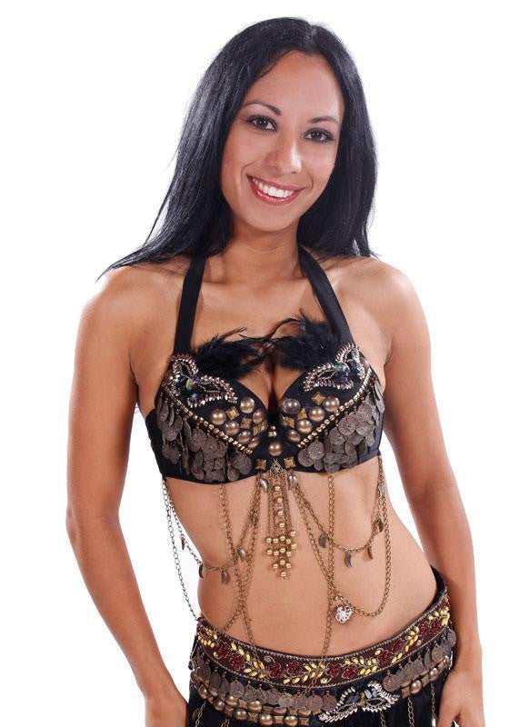 Belly Dance Tribal Bra with Feathers