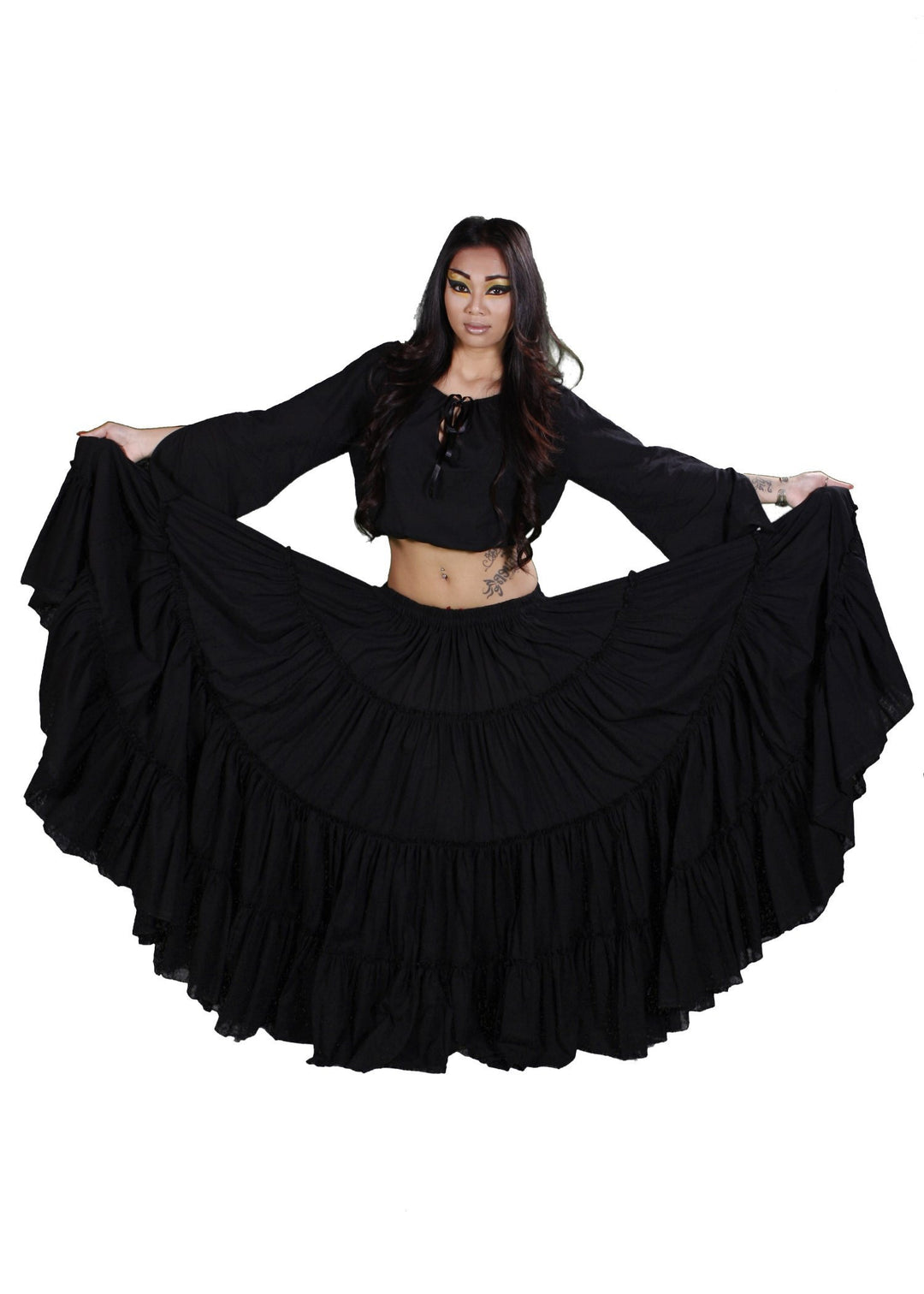 TMS CHIFFON Petal Skirt Belly Dance Panel Costume Gypsy Tribal Club