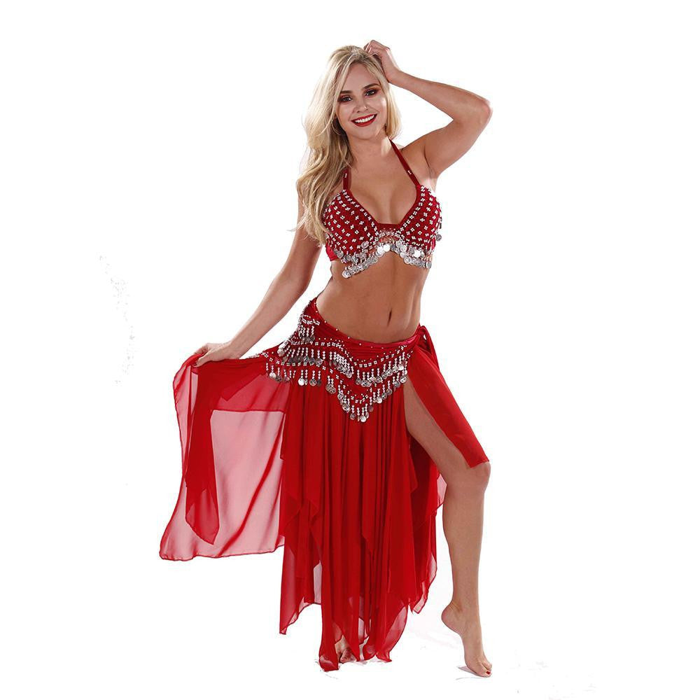 Belly Dance Velvet Bra, Skirt, & Hip Scarf Costume Set | TRIBAL