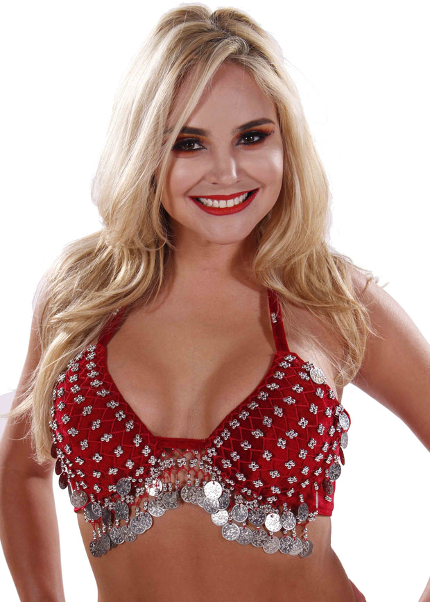 Belly Dance Velvet Coin Bra-Top | BELADI BOMBSHELL