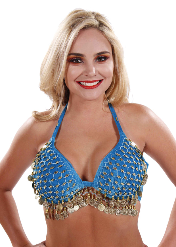 Belly Dance Velvet Coin Bra-Top | BELADI BOMBSHELL