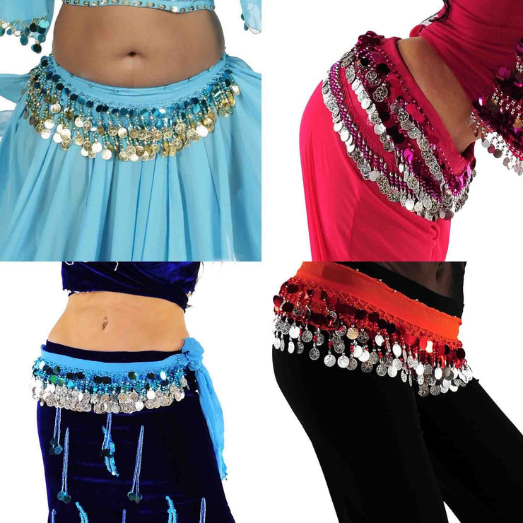 Belly Dance Wholesale Lot of 10 MP Chiffon Multi-Row Hip Scarf