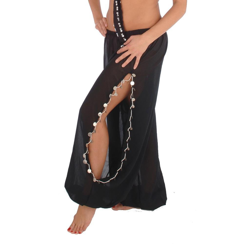 thumbnail interactive-video image 1 of SM SunniMix Harem Pants For Belly Dance - Chiffon Flowy Dance Pants For Practice & Performance 1 of 11