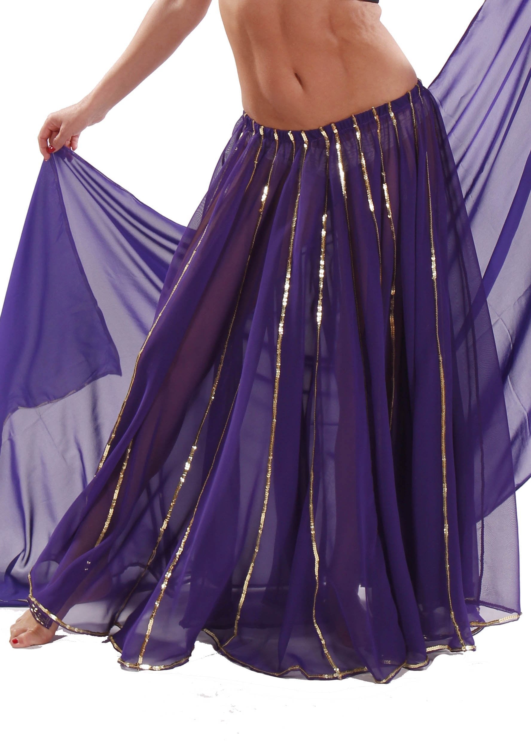 Bellydancing Chiffon 10-Yards Full Circular Gypsy Skirt - 44.99