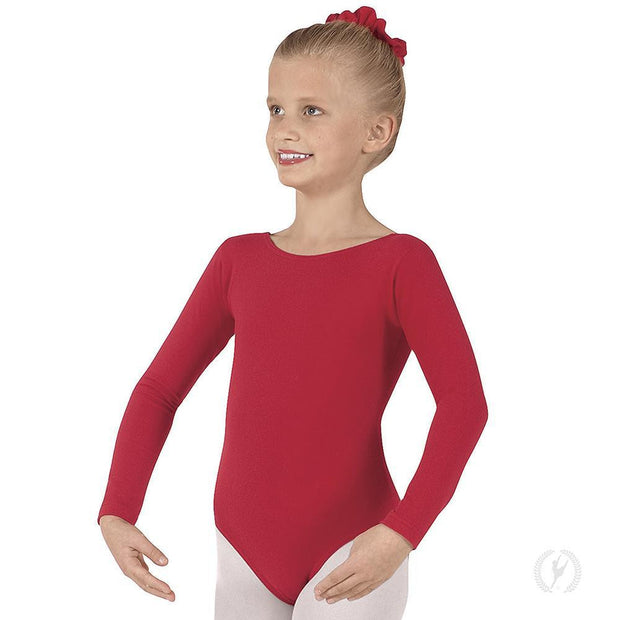 Eurotard Girls Long Sleeve Leotard with Cotton Lycra
