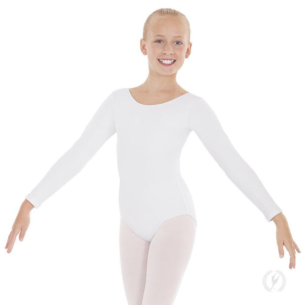 Eurotard Girls Long Sleeve Leotard with Cotton Lycra