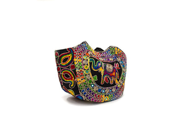 Elephant Embroidered Bag With Mirrors
