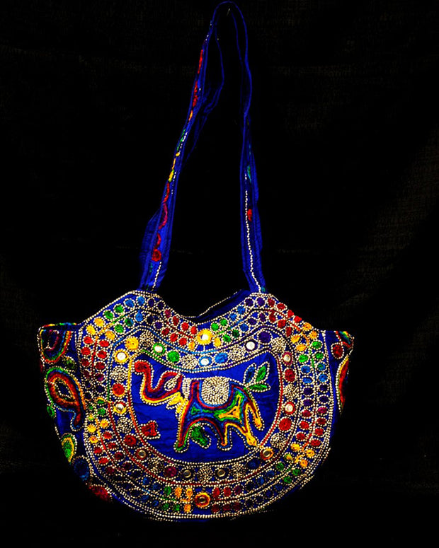 Elephant Embroidered Bag With Mirrors