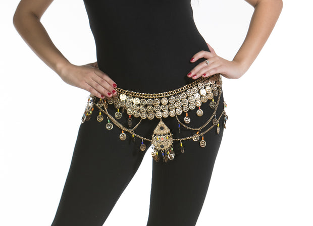 Belly Dance Tribal Belt with Colored Stones |