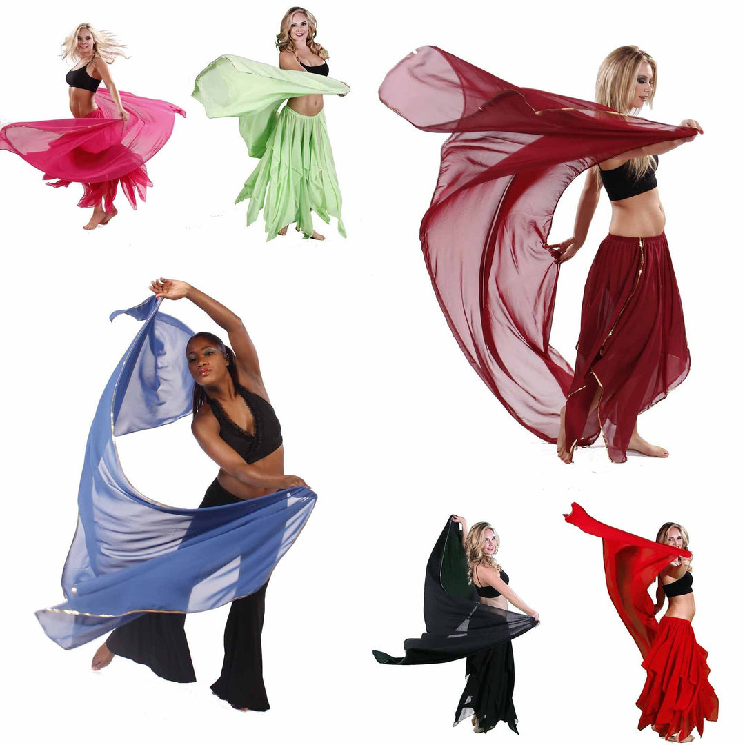 Wholesale Lots of 10 Chiffon Belly Dancing Veils - 129.99 USD