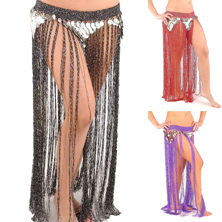 Wholesale Lots of 6 Belly Dance Fringe Skirt With Coins